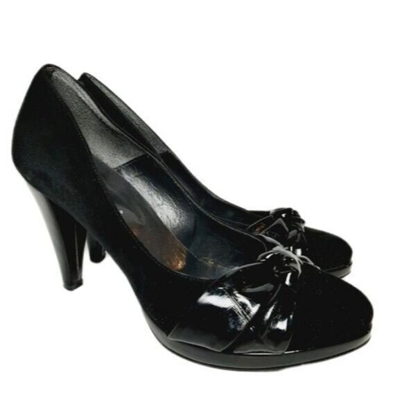 OSVALDO ROSSI Suede & Patent High Heel Pumps Sz 9 US/ Eur 40 Flawed - Picture 1 of 14